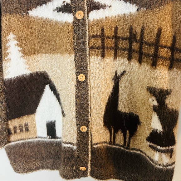 Vtg Women's‎ Button Up Sweater Handmade from Peru Alpaca Wool Llama.C58 - Picture 3 of 12